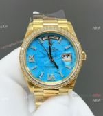 8+ Factory Rolex 36 'Gain Weight' Day Date Gold and Turquoise Blue Watch